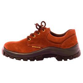 ZAPATO DE CUERO TOP NOBUCK MARRÓN, PTA. ACERO,T:42